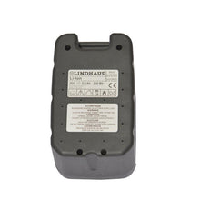 Eine rechteckige graue TASKI Lithium Batterie 36V 6Ah von Diversey Deutschland GmbH & Co. OHG, passend für TASKI Aero BP Lithium und TASKI swingo 150 B, mit technischen Daten und Zertifizierungssymbolen auf weißem Hintergrund.