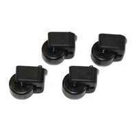 Le kit de conversion Diversey TASKI AERO BP pour aspirateur à cuve (1 pièce) comprend quatre roulettes pivotantes noires dotées de supports rectangulaires, destinées à l'installation ultérieure ou au remplacement des roulettes de votre aspirateur à cuve TASKI Aero BP.