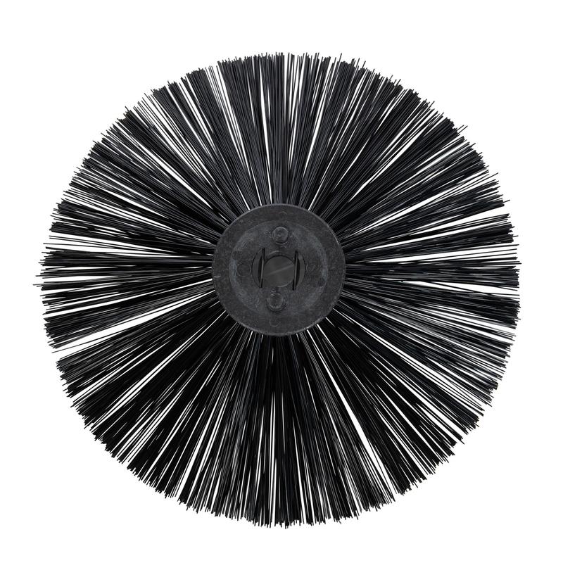 La brosse latérale AERO 3500 de Diversey Deutschland GmbH & Co. OHG est une brosse ronde et noire avec des poils denses et uniformément répartis, partant d'un moyeu central, offrant un nettoyage efficace et une construction robuste. Emballage : 1 pièce.