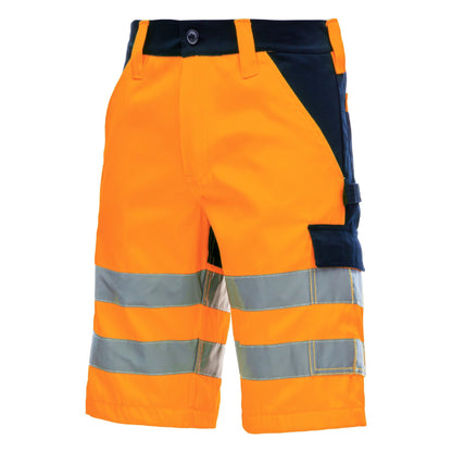 NITRAS MOTION TEX VIZ, pantalon de travail haute visibilité, court