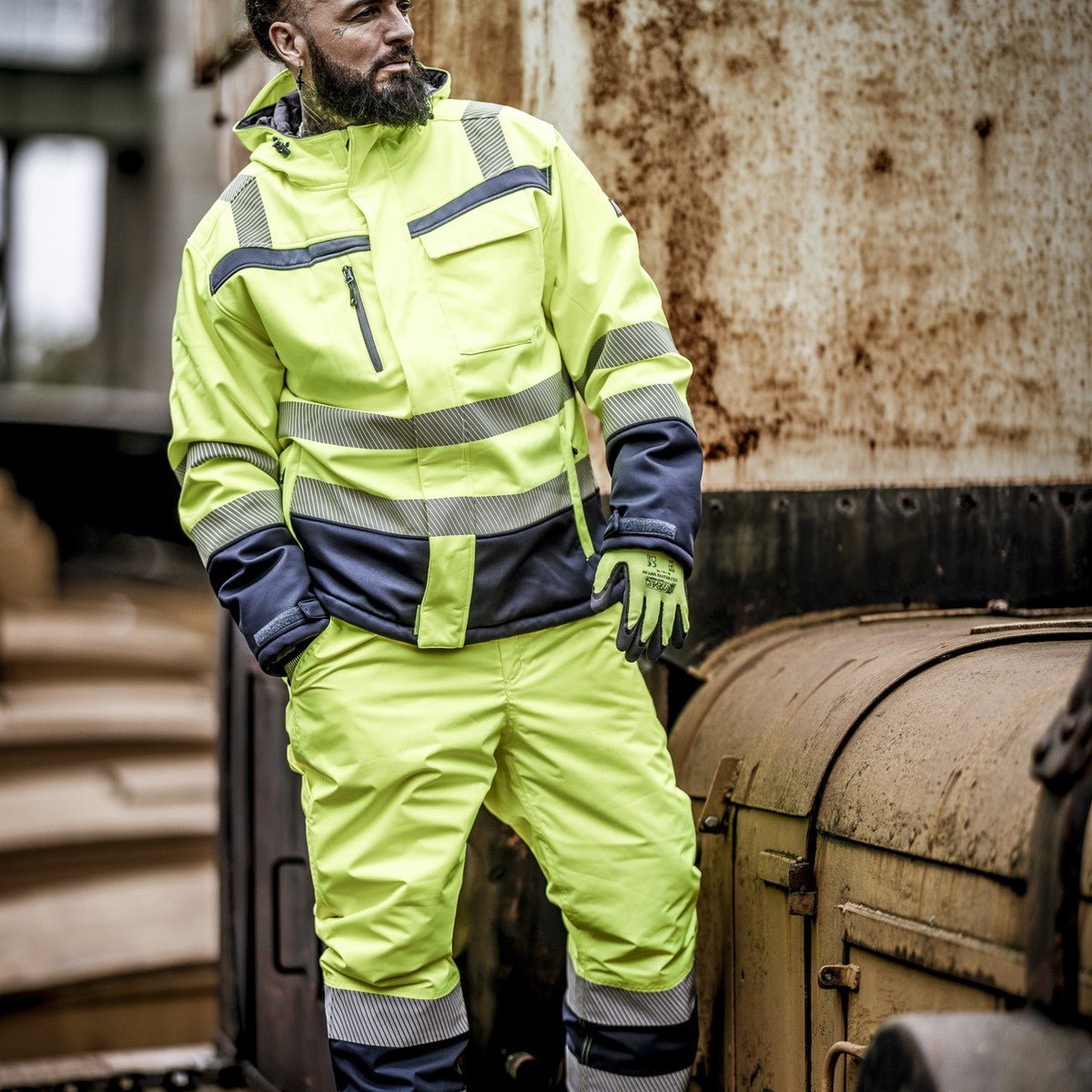 NITRAS MOTION TEX VIZ PLUS, wintersoftshelljack met hoge zichtbaarheid