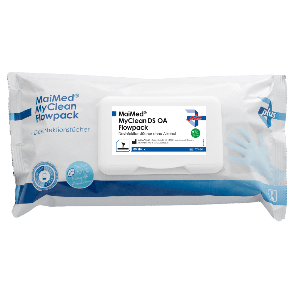 MaiMed MyClean DS OA Flowpack, 80 vellen 20x20 cm, geweekte doekjes | Pak (80 stuks)