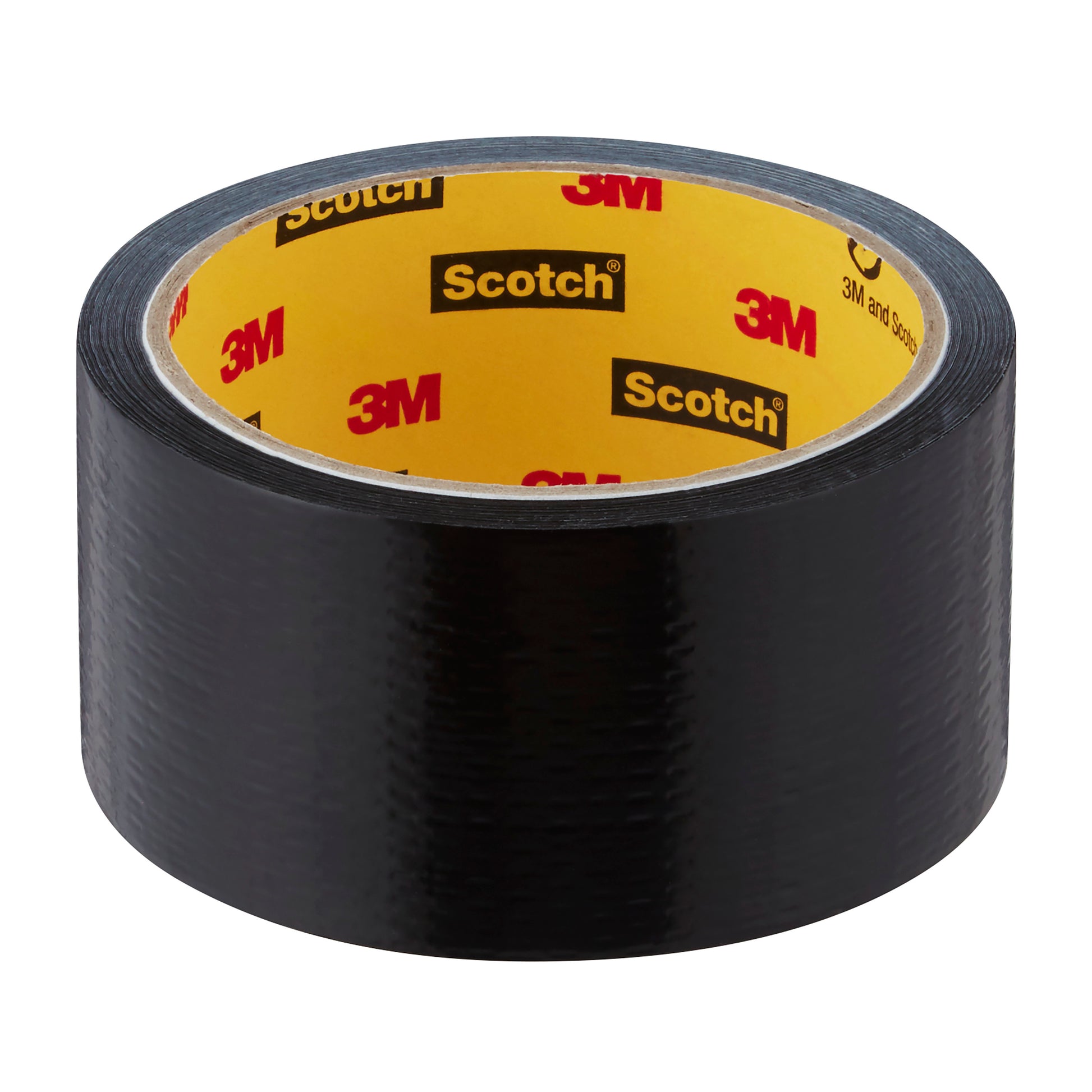 Abgebildet ist eine Rolle Scotch® Universal Klebeband 2904 (10 m x 48 mm) der 3M Deutschland GmbH mit gelbem Kern auf weißem Hintergrund.
