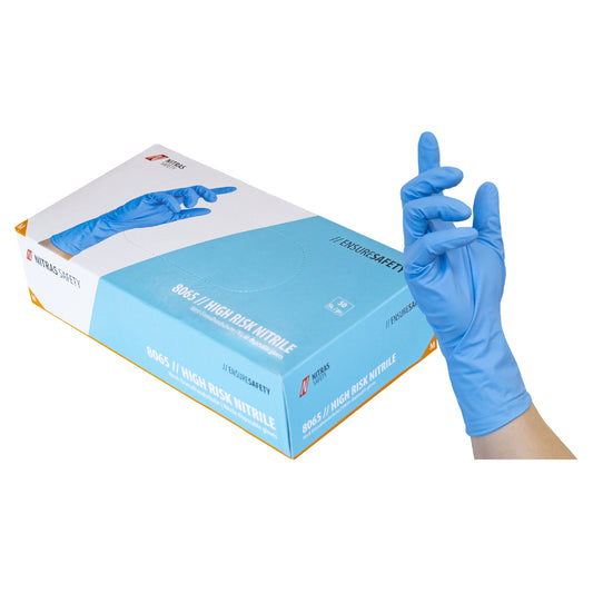 NITRAS HIGH RISK NITRILE, gants jetables en nitrile, bleu