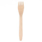 Une seule PAPSTAR fourchette en bois "pure" (16,5 cm, écologique et stable) de PAPSTAR GmbH avec quatre dents est visible sur un fond blanc.