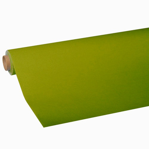 Un rouleau de nappe verte de la collection de tissus « ROYAL » de PAPSTAR GmbH est partiellement déroulé sur un fond blanc. Le tissu de haute qualité semble lisse et uniformément coloré.