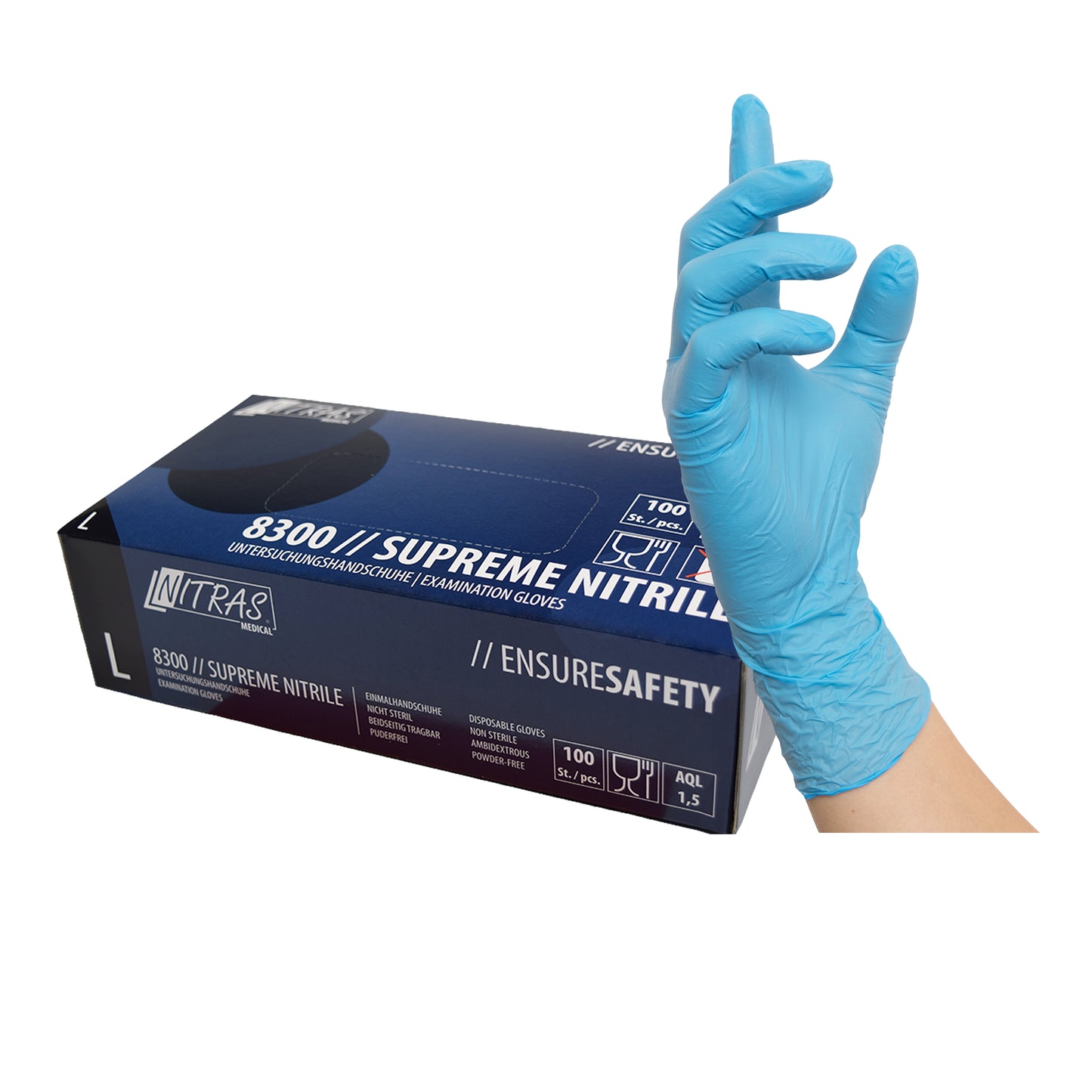 NITRAS SUPREME NITRILE, gants jetables en nitrile, bleus