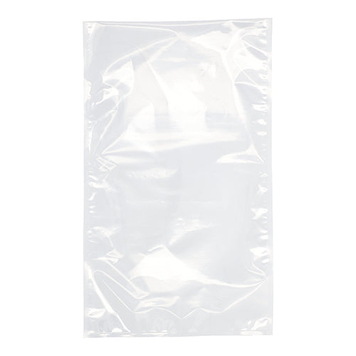 Le PAPSTAR sachet à souder 100, PA/PE transparent de la PAPSTAR GmbH est représenté non utilisé sur un fond blanc. Le sac en plastique rectangulaire présente des plis visibles et des reflets de surface.