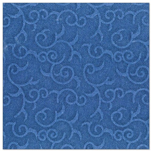 Une serviette bleu foncé de 40 x 40 cm de la PAPSTAR « ROYAL Collection » de la PAPSTAR GmbH avec un motif de vigne embossé discret. Livrée en paquet de 50 et pliée en taille 1/4.