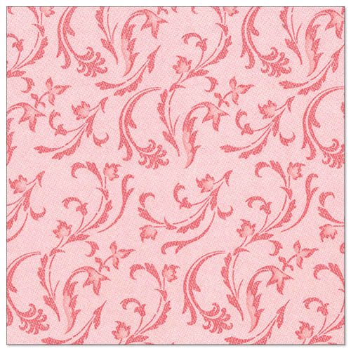 Un tissu carré avec un fond rose clair et des motifs de fleurs en rose plus foncé, rappelant les élégantes PAPSTAR 50 serviettes "ROYAL Collection" 1/4 pli 40 x 40 cm rouge de PAPSTAR GmbH, rehausse toute table dressée.