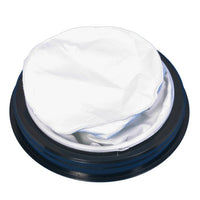 La photo représente la toile filtrante Diversey avec anneau pour le vacumat 44T (1 pièce) : un filtre en tissu blanc doté d'un rebord en plastique noir, conçu pour l'aspiration à sec avec le TASKI vacumat 44T.