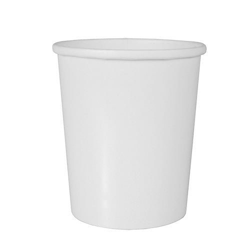 De Starpak 50 soepbeker, karton "To Go" rond wit van Starpak is een milieuvriendelijke witte soepbeker met licht uitlopende rand, ideaal om mee te nemen, afgebeeld voor een witte achtergrond.