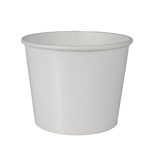 De Starpak 50 soepbeker, karton "To Go" rond wit is een eenvoudige witte wegwerpsoepbeker met brede opening en licht conische zijkanten, perfect voor soep of drankjes om mee te nemen.