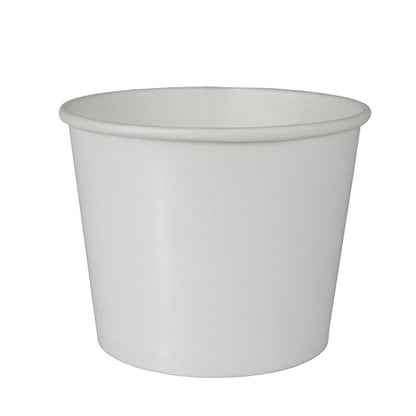 De Starpak 50 soepbeker, karton "To Go" rond wit is een eenvoudige witte wegwerpsoepbeker met brede opening en licht conische zijkanten, perfect voor soep of drankjes om mee te nemen.