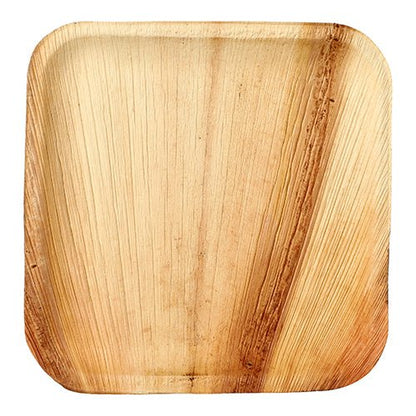 L'assiette en feuille de palmier PAPSTAR 25 « pure » de PAPSTAR GmbH est une assiette carrée, brun clair, en feuille de palmier naturelle avec un grain unique et un design écologique - idéale pour des occasions spéciales.