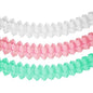 De PAPSTAR GmbH slinger papier (Ø 16 cm), kleurrijk gesorteerd "Pastel", toont zich in de kleuren wit, roze en mintgroen met een gevouwen geometrisch patroon - een stijlvolle keuze voor een feestdecoratie in pasteltinten.