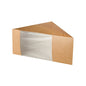 Les boîtes à sandwich PAPSTAR avec fenêtre transparente (brun, 12,3 cm, en PLA) de PAPSTAR GmbH sont écologiques, triangulaires et présentées vides sur fond blanc. Contenu : 50 pièces.