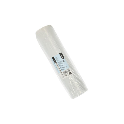 Devant un fond blanc, un rouleau de couvercles Starpak 50 pour gobelets à portion, PP rond Ø 4,6 cm transparent (film, 50 pièces) est présenté avec une étiquette bleu-blanc au milieu.