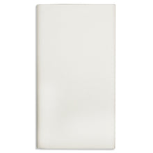 Een gladde, eenvoudige witte servet met schone randen ligt op een witte ondergrond en weerspiegelt de eenvoud van de PAPSTAR tafellaken gevouwen 120x180 cm wit folie van PAPSTAR GmbH - ideaal voor feestelijke gelegenheden.
