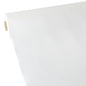 Un gros plan de la nappe Starpak, semblable à du tissu, en non-tissé « soft selection » (40 m x 0,9 m, blanc), montrant le rouleau avec un noyau en carton déroulé en biais - idéal pour les travaux manuels ou comme nappe moderne.