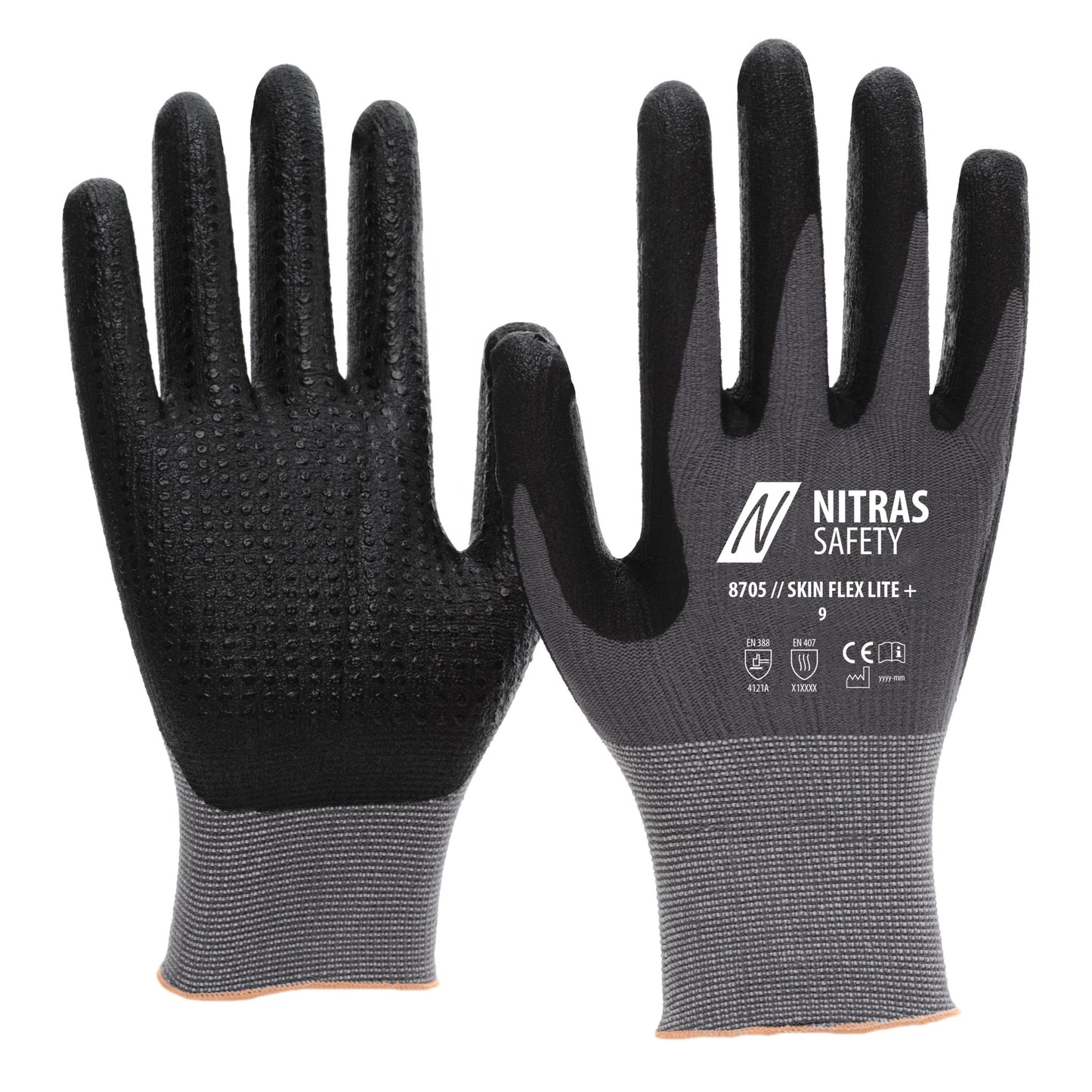NITRAS SKIN FLEX LITE+, gants de montage, gris / noir