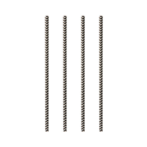 Quatre PAPSTAR 100 pailles en papier (Ø 6 mm) de la marque PAPSTAR GmbH sont rayées en noir et blanc et disposées verticalement sur un fond blanc simple.