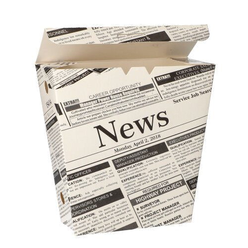 De PAPSTAR frietbak "Newsprint" (50 stuks) van PAPSTAR GmbH is een meeneemkartonnen doos met klapdeksel, geïnspireerd op krantenprint - perfect om friet milieuvriendelijk te serveren.