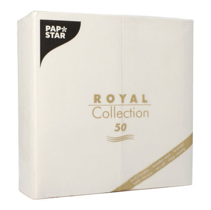 De ROYAL Collection van de PAPSTAR GmbH omvat 50 witte papieren servetten (40x40 cm, 1/8-vouw), die zich met hun eenvoudige, elegante design ideaal lenen voor een stijlvol gedekte tafel.
