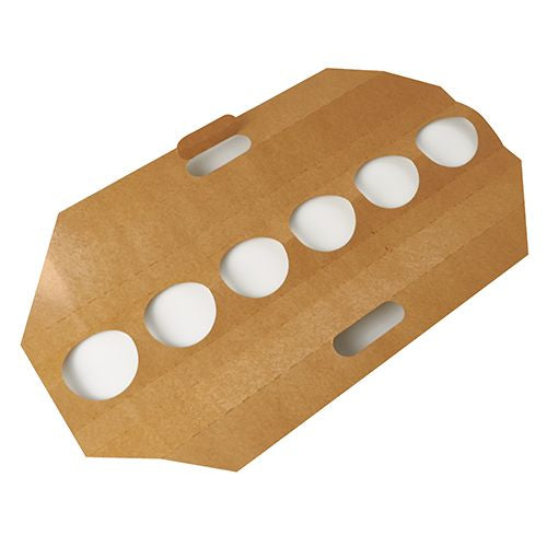 Die PAPSTAR Tragetabletts "pure" (12x9,5 cm, braun) der PAPSTAR GmbH fassen 6 Becher, haben vier rechteckige Griffe und sind aus umweltfreundlichem Karton gefertigt - perfekt für den nachhaltigen Transport von Getränken. 30er-Pack mit Schrumpffolie.