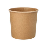 Een eenvoudige, bruine PAPSTAR Soepbekers van karton (760 ml, Ø 11,5 cm, 11 cm hoog), afgebeeld met een omgeslagen rand tegen een witte achtergrond. 25 stuks per verpakking van PAPSTAR GmbH.
