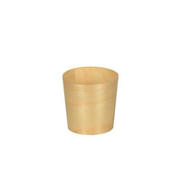 De PAPSTAR Houten schaalletjes voor hapjes "pure", rond, Ø 4,5 cm (12 stuks) van de PAPSTAR GmbH zijn kleine, ronde houten schaaltjes die bij uitstek geschikt zijn voor het serveren van hapjes en elke gedekte tafel op milieuvriendelijke wijze verfraaien. Afgebeeld tegen een eenvoudige witte achtergrond.
