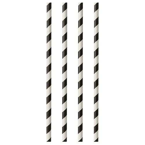 Quatre PAPSTAR 100 pailles en papier, Ø 6 mm de PAPSTAR GmbH sont disposées verticalement en ligne sur un fond blanc simple.