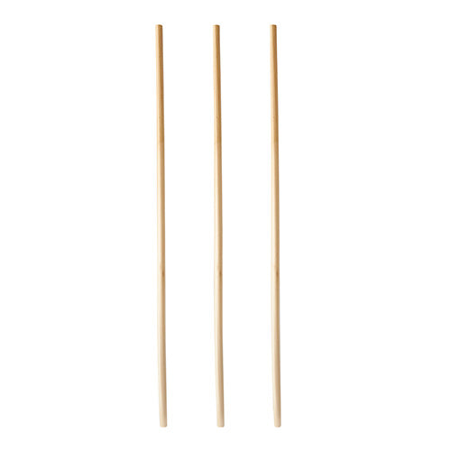 Trois pailles droites et claires PAPSTAR GmbH "pure" (Ø 4 mm, 23 cm) sont disposées verticalement sur un fond blanc et soulignent les pailles en papier élégantes et respectueuses de l'environnement du distributeur de 150 pièces.