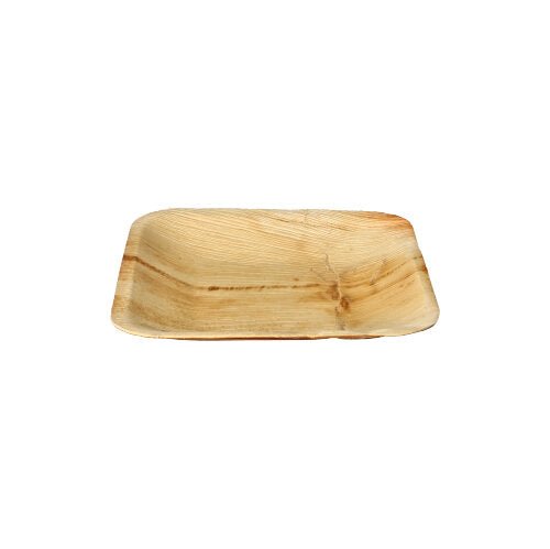 La PAPSTAR 25 assiette, feuille de palmier « pur » de la PAPSTAR GmbH est une assiette rectangulaire et plate en feuille de palmier avec un grain de bois naturel – parfaite comme choix écologique pour des occasions spéciales.