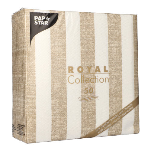 Een verpakking met 50 PAPSTAR "ROYAL Collection" servetten (1/4-vouw, 40 x 40 cm, zand) van PAPSTAR GmbH.