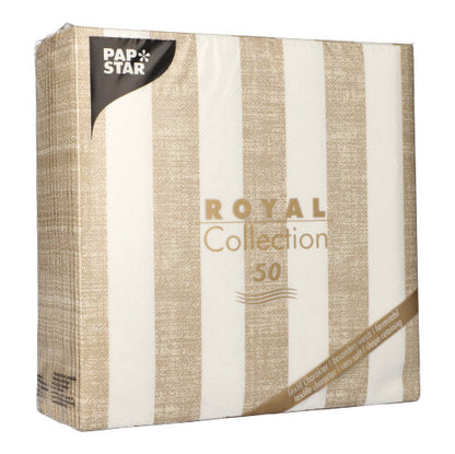 Een verpakking met 50 PAPSTAR "ROYAL Collection" servetten (1/4-vouw, 40 x 40 cm, zand) van PAPSTAR GmbH.