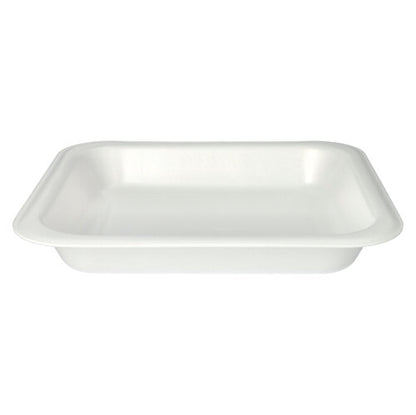 Les Starpak 50 barquettes scellées sont des plateaux XPS blancs laminés rectangulaires (4,2 x 24,5 x 26,5 cm), à usage unique et plats, conçus pour une utilisation dans la gastronomie.