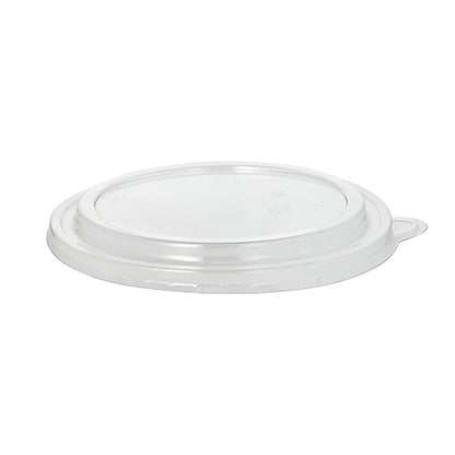 Le couvercle Starpak 50 pour saladiers est un couvercle rond en PET transparent (2 cm de haut) avec une petite languette à déchirer, illustré sur fond blanc.