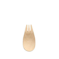 De PAPSTAR Houten lepel "pure", 8,2 cm, de PAPSTAR GmbH is milieuvriendelijk wegwerpservies met een afgeronde lepelvorm en korte tanden – ideaal voor fingerfood – op een witte achtergrond (verpakking van 150 stuks).