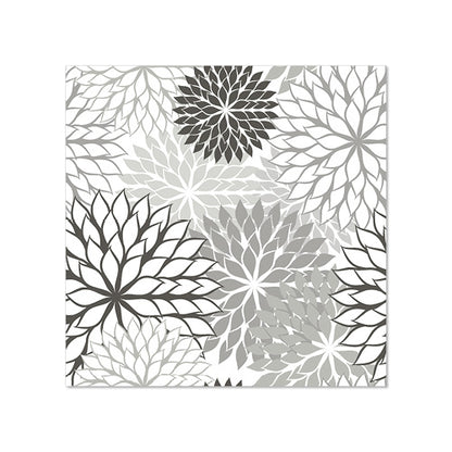 PAPSTAR 20 serviettes (25 x 25 cm, 3 plis, 1/4 pli) de la société PAPSTAR présentent un motif floral carré avec des pétales pointus en noir, gris et blanc sur fond blanc - une décoration de table parfaite avec des fleurs de tailles différentes réparties uniformément.