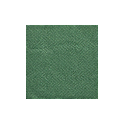 Illustrée est une serviette PAPSTAR avec un pli 1/4, 24x24 cm, serviette vert foncé de la "DAILY Collection" (20 pièces) de la PAPSTAR GmbH devant un fond blanc.