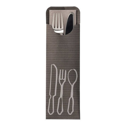 De PAPSTAR 100 bestekzakjes (23,5 x 7,3 cm) van PAPSTAR GmbH bevatten een kleurrijk bistro-servet en zijn voorzien van witte bestekomtrekken – ideaal voor het opbergen van vork en mes in de horeca.