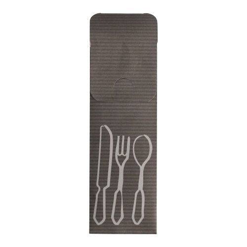 De PAPSTAR 100 bestekzakjes (23,5 x 7,3 cm) van PAPSTAR GmbH zijn zwarte hoezen met wit omrand bestek, een klep bovenaan en inclusief een kleurrijk bistro-servet – perfect voor de stijlvolle gastro- of bistro-tafelopmaak.