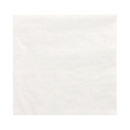 Une PAPSTAR serviette 1 pli, 33x33 cm, blanche, serviette pliée en 1/4 d'un paquet de 500 pièces de la PAPSTAR GmbH repose à plat sur un fond blanc, non utilisée et non pliée, sans motifs ni designs visibles.