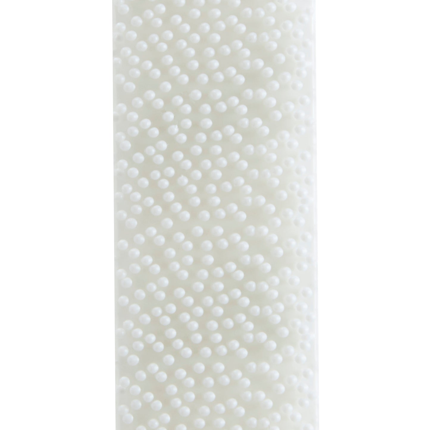 Close-up van een witte, gestructureerde oppervlakte met gelijkmatig verdeelde, kleine, ronde verhogingen, vergelijkbaar met het grippatroon van de Command™ Beeld-Montage-Strips van 3M Deutschland GmbH.