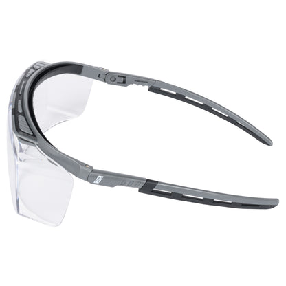NITRAS VISION PROTECT PREMIUM, lunettes de branche, transparent / gris, plastique ISO 16321-1 | Paquet (10 pièces)
