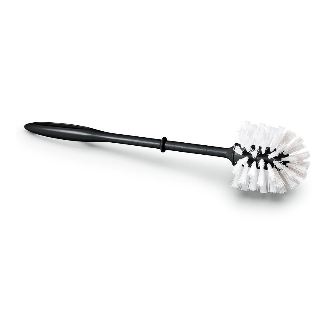 La brosse WC Nölle Profi Brush en regranulat, manche noir avec poils blancs, de Nölle Profi Brush Bürsten- & Pinseltechnik e.K., est durable, efficace et respectueuse de l'environnement. Illustrée sur fond blanc.