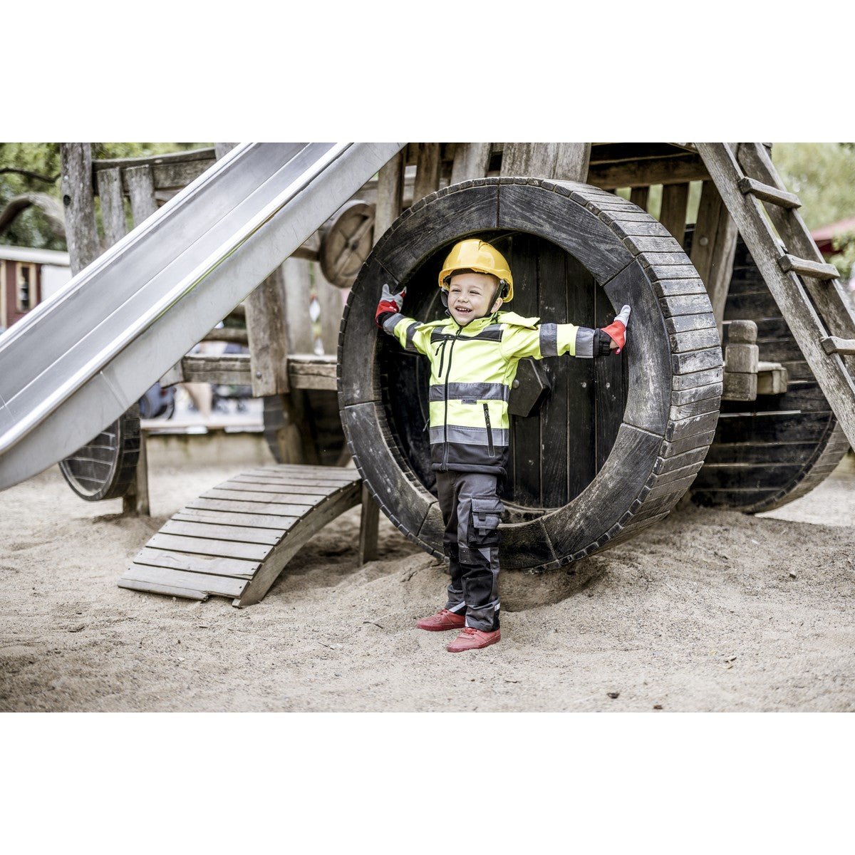 NITRAS MOTION TEX KIDS, veste softshell haute visibilité, jaune fluo/noir