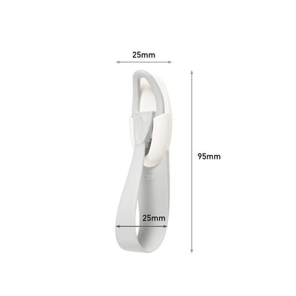 Le support de câble Command™ 17304-FR de 3M Deutschland GmbH, en blanc et gris, mesure 25 mm de large et 95 mm de haut. Il dispose d'une base incurvée et d'un crochet rotatif arrondi qui aide à éviter le désordre des câbles.
