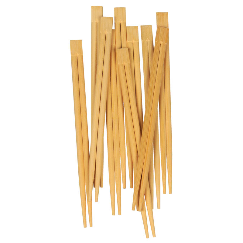 Abgebildet ist ein Stapel von Abena Re-Seller GmbH Essstäbchen, Bambus, Unverpackt (100 Paare). Die hellbraunen Essstäbchen haben eine rechteckige Spitze und verjüngen sich zu einer Spitze.